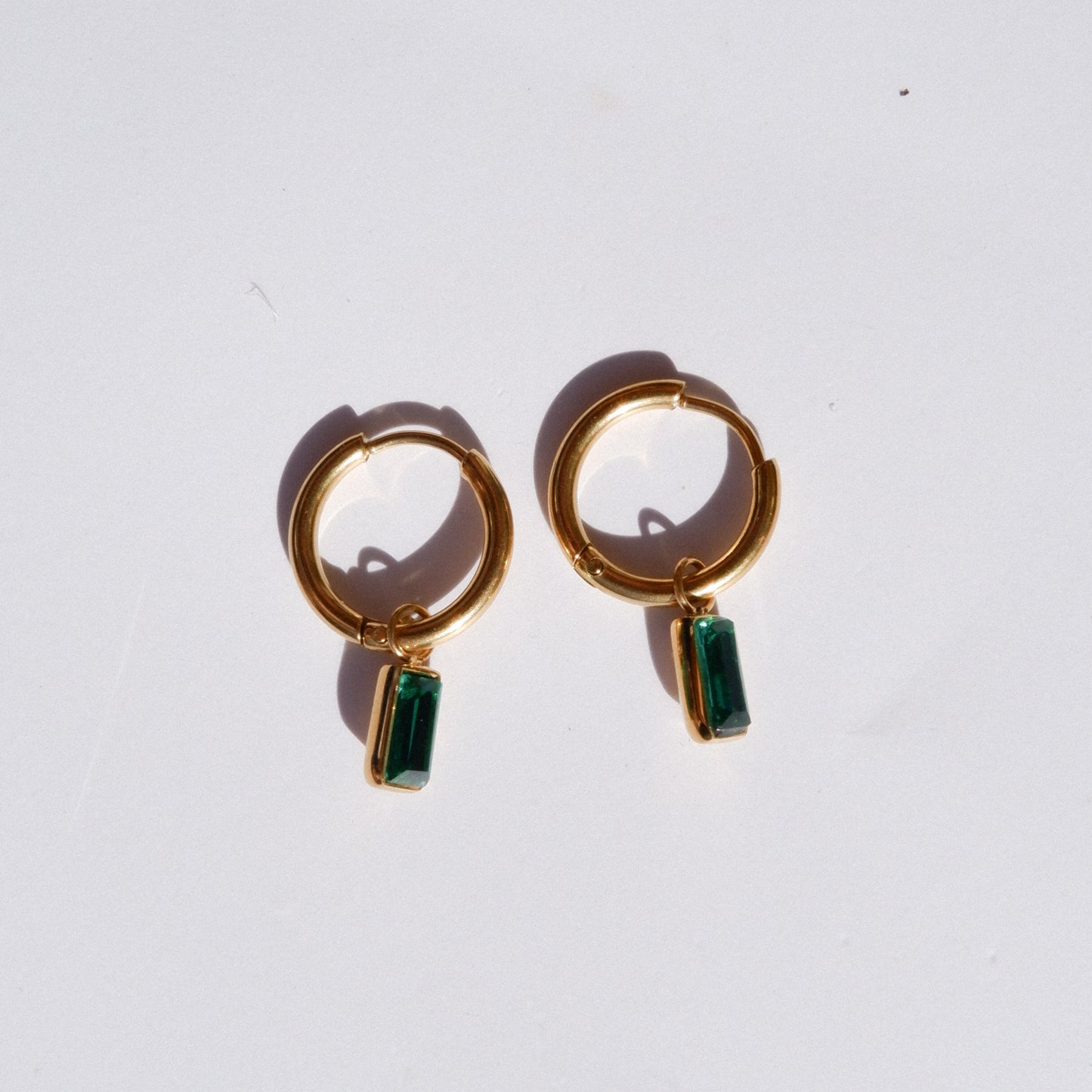 emerald baguette earrings