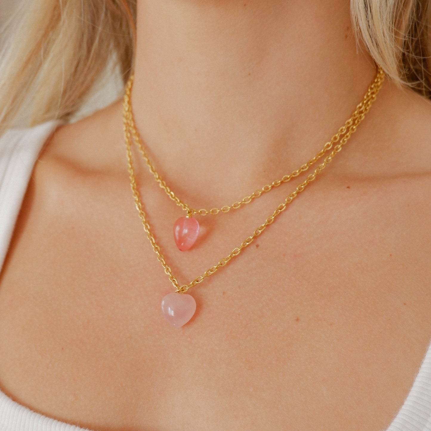 rose quartz heart necklace