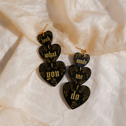 look what you made me do hearts - taylor swift earrings