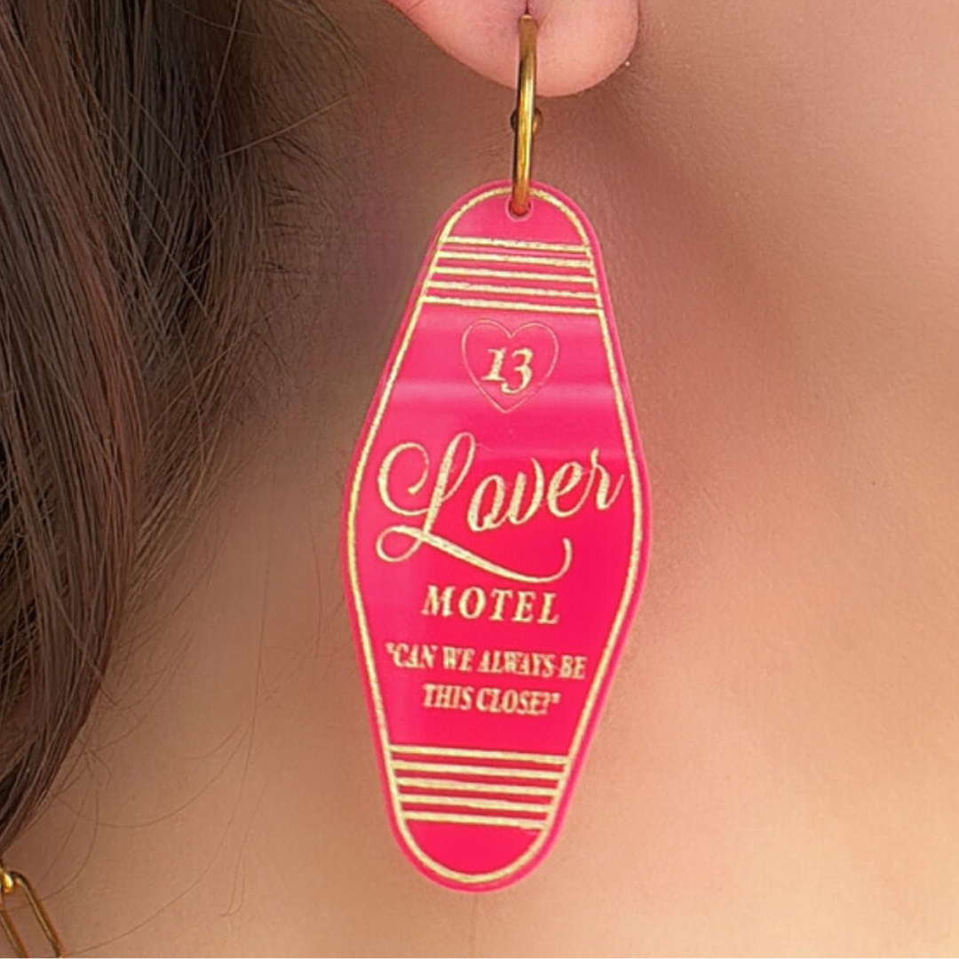 lover motel keychain earrings